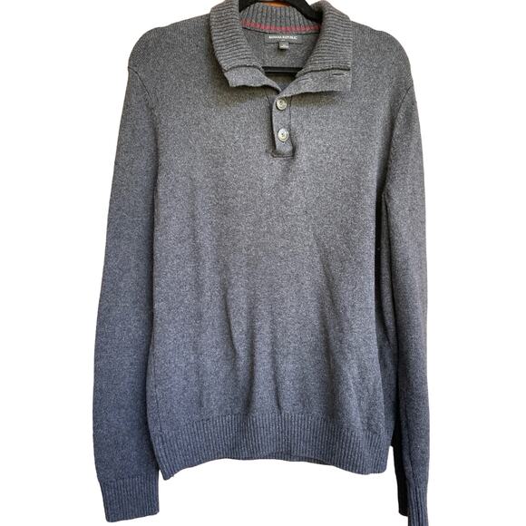 Banana Republic, Men's Size Medium, Dark Gray Quarter Button-Up Sweater, Wool - Picture 1 of 5